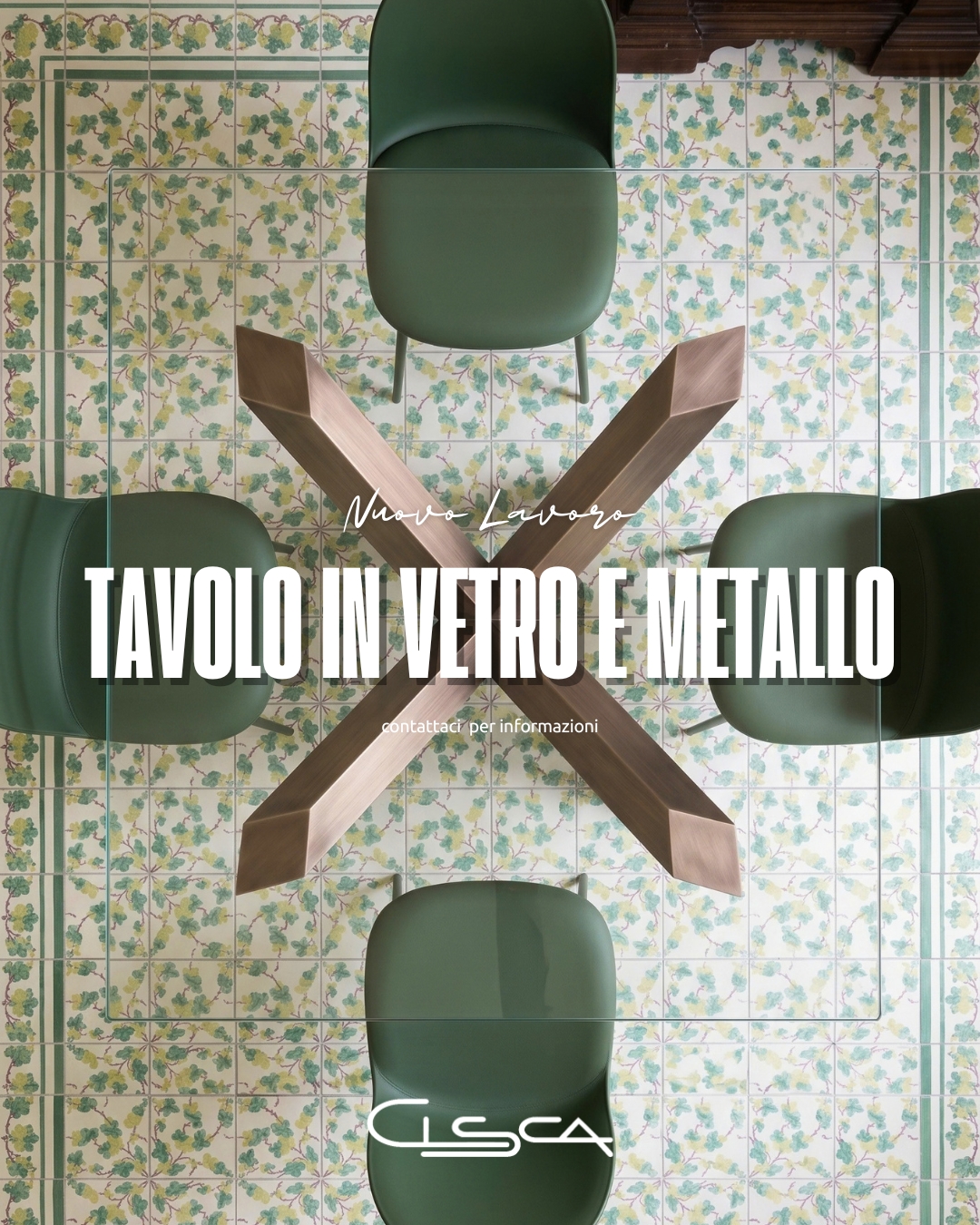 tavolo vetro e corten su misura
